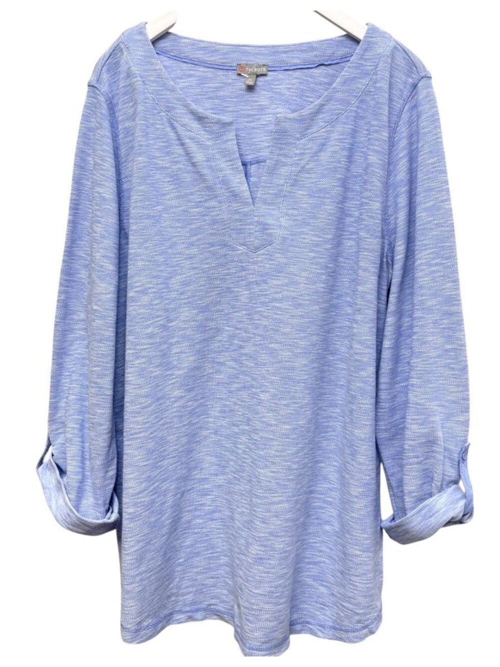 T by Talbots Tunic Top Plus Size 2X Blue Cotton Casual Pullover French Terry